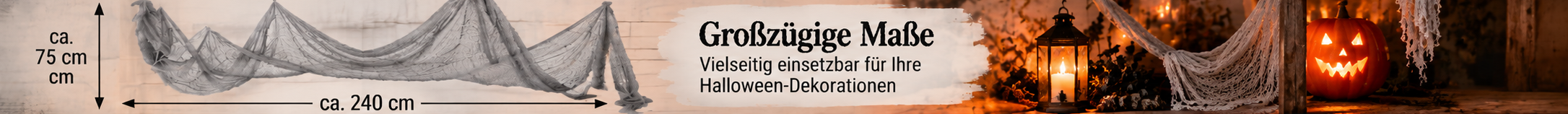 Grauer Halloween Dekostoff ca. 75 x 240 cm